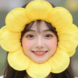 happy flower digital female face