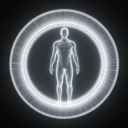 a toroid energetic field surrounding the silhouette of a human being