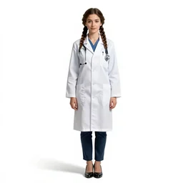 braided-hair doctor with stethoscope, high detail digital art, full body, standing, isolated on a pure white background, centered, whole figure in frame, sharp focus, studio lighting
