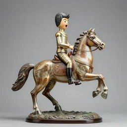 screaming heman doll riding a wild horse statue by remington