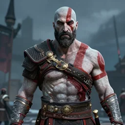 a photo still of walter white as kratos from god of war | portrait | medium shot | ektachrome | f / 2. 8