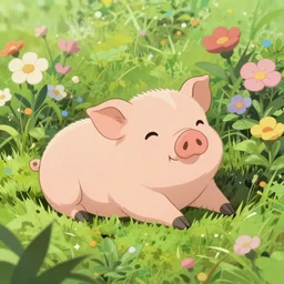 cute and adorable piglet resting on a beautiful garden by makoto shinkai, miniature pig, pastel color tones, studio ghibli, hayao miyazaki, funimation, key anime visual, anime poster, 8 k, highly detailed, rendered, concept art, trending on artstation
