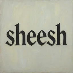 oil painting of the word sheesh, art by Wayne White