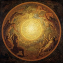 the first circle of hell. kamasan painting, parrish maxfield