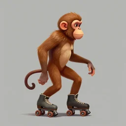 side profile centered painted portrait, rollerskating monkey, Gloomhaven, matte painting concept art, art nouveau, beautifully backlit, swirly vibrant color lines, fantastically gaudy, aesthetic octane render, 8K HD Resolution