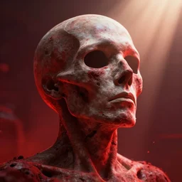 the soul leaving the body, behance unreal engine, sharp focus, very detailed, maximalism, ambient occlusion, volumetric light, sun beam, hyper realism, futuristic red shading, cinematic composition