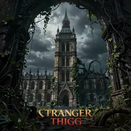 Ruined London in the Upside Down from Stranger Thing, dark, vines everywhere