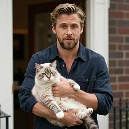 ryan gosling shoplifting a cat under each arm
