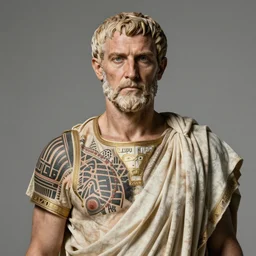 a portrait of julius caesar with maasai tatoo, high definition studio photo