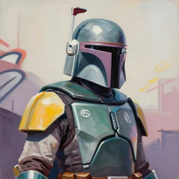 greg manchess portrait painting of armored bobba fett as overwatch character, medium shot, asymmetrical, profile picture, organic painting, sunny day, matte painting, bold shapes, hard edges, street art, trending on artstation, by huang guangjian and gil elvgren and sachin teng