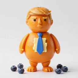 edible donald trump made of oranges, butter and blueberries from the beautiful'food art collection ', dslr