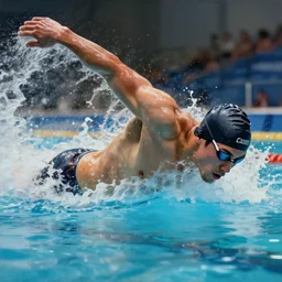 concept art of muscular male swimming athlete doing breaststroke, low angle, highly detailed painting by dustin nguyen, akihiko yoshida, greg tocchini, greg rutkowski, cliff chiang, 4 k resolution, trending on artstation, 8 k