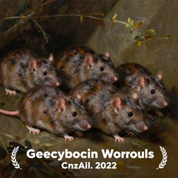 an ouroboues of rats, oil painting
