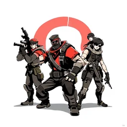 team fortress 2 in the style of yoji shinkawa