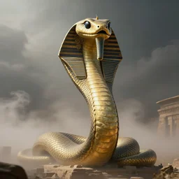 giant statue of a snake in ancient egypt, from lord of the rings ( 2 0 0 1 ), medieval fantasy, 8 k matte, cinematic lighting, trending on artstation, unreal engine 5, highly detailed, 8 k wallpaper, cinematic lighting, octane, matte painting, volumetric lighting, atmosphere, mist, fog, clouds, matte painting, master shot,
