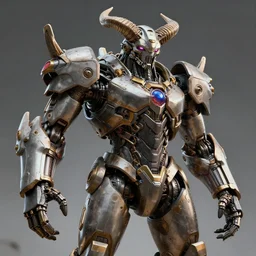 Techno-God is an ancient mechanical giant chaotic horned humanoid, digital art, 8k, hyperrealism, high detail, ray tracing, concept art, octane render