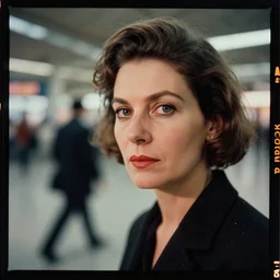 kodak portra 4 0 0, wetplate, muted colours, 5 0 0 mm lens, 1 9 6 0 s award winning colour portrait of a woman deep insight inside a 1 9 6 0 s airport in new york by saul leiter, insanely detailed, insanely intricate, depth of field, motion blur, vivid colours