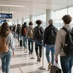 the queen queue jumping the line at check in an airport
