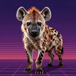 professional digital art of a hyena with eighties decade arcade patterns on its fur, hd