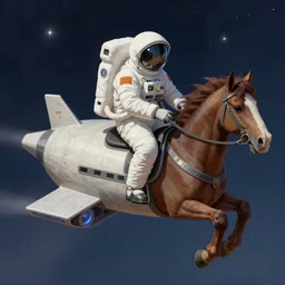 astronaut riding a horse - like spaceship. digital painting by kirby
