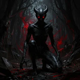 a concept game character of black demon, living in a shadow!! red eyes!! unseen body!! only showing itself in painting!! octane render!! unreal engine 5!! junji ito!! highly rendered!!