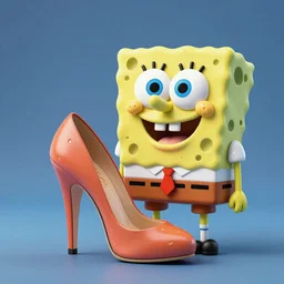 high heels in the style of spongebob, 3D design, octane render, cinema 4d