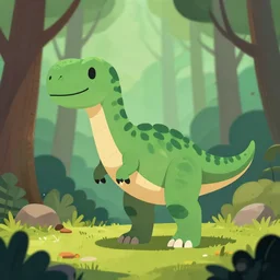 an illustration of a dinosaur k 1 6. 0 0 0 in the woods, trending on artstation, central composition, very cartoon, shape focus, high detailed, by anton fadeev