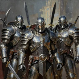 ultra realistic portrait painting of the brotherhood of steel, art by frank frazetta, 4 k, ultra realistic, highly detailed, epic lighting