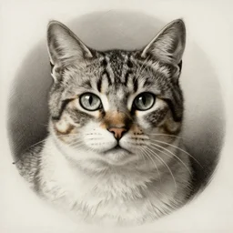 beautiful centered portrait cat, engraving by piranesi