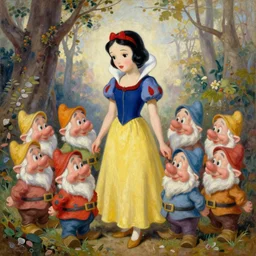 Snow white and seven dwarfs, oil painting by Zuzana Chalupova
