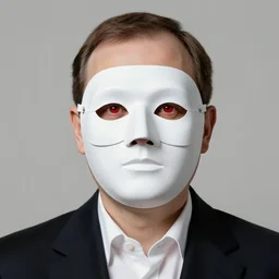 a man wearing a mask, dressed like a politician, with red eyes, by lucien freud, canon eos c 3 0 0, ƒ 1. 8, 3 5 mm, 8 k, medium - format print