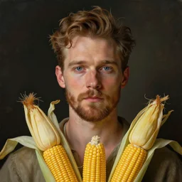photo portrait of partick stewart made of corn
