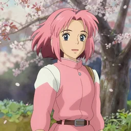 sakura haruno, park in background, bokeh. anime masterpiece by Studio Ghibli. illustration, sharp high-quality anime illustration in style of Ghibli, Ilya Kuvshinov, Artgerm