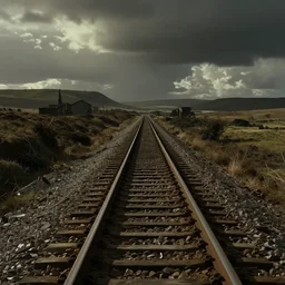 railway tracks in mordor, film still from lord of the rings