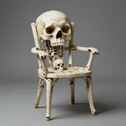 a chair made from skulls