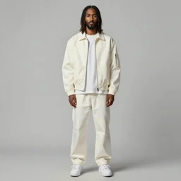 a full body lookbook studio photo portrait of modern - day jesus wearing virgil abloh off - white menswear and sneaker collection, detailed, oil painting, hyper - realistic, 8 k, off - white collection