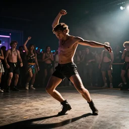 jacob rees - mogg dancing shirtless at a rave, dramatic angle