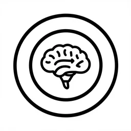 minimalist circle logo icon for a wandering mind, contained within a circled, brain funnel attention, space, retro psychology, victo ngai, kilian eng, lois van baarle