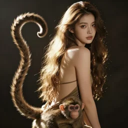 Girl with a monkey tail, chimera tail