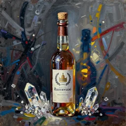 uncorked smoking bottle, crystals, greg rutkowski, jackson pollock, oil painting, intricate
