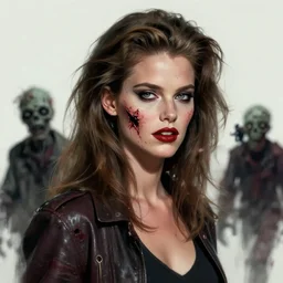 eighties super model cindy crawford as a flesh eating zombie with cuts on face, 7 days to die zombie, fine art, award winning, intricate, elegant, sharp focus, cinematic lighting, highly detailed, digital painting, 8 k concept art, art by guweiz and z. w. gu, masterpiece, trending on artstation, 8 k