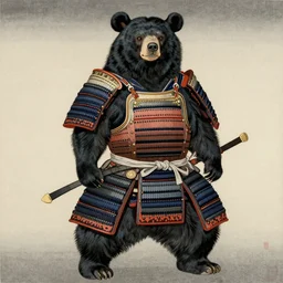 a full body ukiyo-e portrait of a fully armored samurai Asian black bear, intricate, elegant, highly detailed, digital painting, artstation, concept art, smooth, sharp focus, illustration, art by Andō Hiroshige