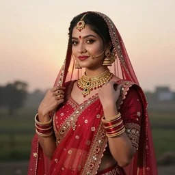 Portrait of a beautiful Indian princess at dawn, 8k, 55m lens