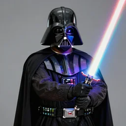 rapper kanye west!! and ( ( ( ( ( ( darth vader ) ) ) ) ) ) with a rainbow lightsaber, sci fi, artstation, high quality, detailed