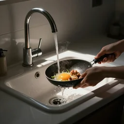 someone cooking food on a washbasin