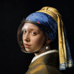 a woman's face in profile, wearing a glass helmet with embers, in the style of the dutch masters and gregory crewdson, dark and moody