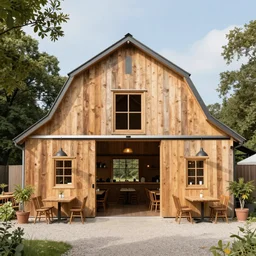 Restaurant that looks like a barn designed by Bjarke Ingels
