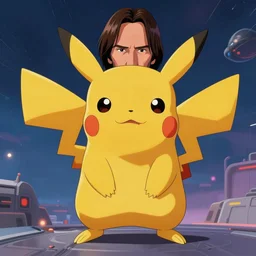 concept art by jama jurabaev, cel shaded, cinematic shot, trending on artstation, high quality, brush stroke, hyperspace, vibrant colors, portrait of a pokemon pikachu as john wick