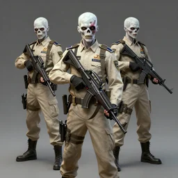 pale zombie security officers in beige uniform holding bullpup uzis trending on artstation digital painting highly detailed 4 k 8 k hd