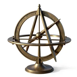 industrial astrolabe, stylized 3d render, isolated on a pure white background, centered, entire object in frame, sharp focus, soft studio lighting